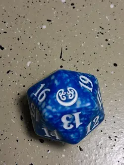 MTG D20 Spindown Dice (KDSH) Blue/White Marble - Image 1