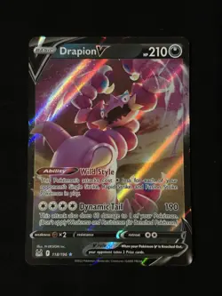 Pokemon Drapion V Swsh11: Lost Origin Ultra Rare Full Art Holo 118/196 TCG Card - Image 1