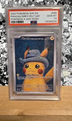 Pokemon Card PIKACHU GREY FELT HAT X Van Gogh 085 (Art/Deco CARD) - Image 1