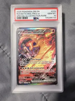 Pokemon Moltres EX TCG Team Rockets Card 229/182 Sir Destined Rivals PSA 10 - Image 1