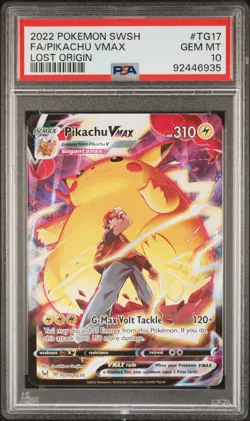 2022 POKEMON SWORD & SHIELD LOST ORIGIN #TG17 FA/PIKACHU VMAX PSA 10 Gem Mint - Image 1