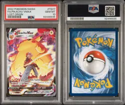 2022 POKEMON SWORD & SHIELD LOST ORIGIN #TG17 FA/PIKACHU VMAX PSA 10 Gem Mint - Image 2