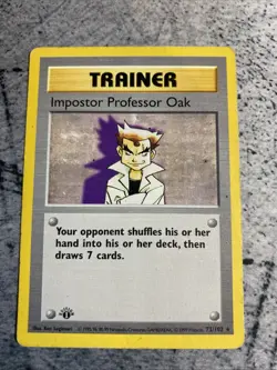 1999 Pokemon Base Set 1st Edition Imposter Professor Oak Trainer Card 73/102 - Image 1