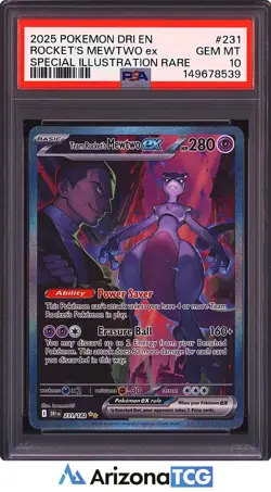 Pokemon 2025 Team Rocket's Mewtwo ex 231/182 SIR Destined Rivals GEM MINT PSA 10 - Image 1