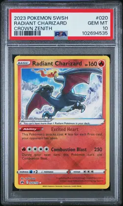 2023 POKEMON SWORD & SHIELD CROWN ZENITH #020 RADIANT CHARIZARD PSA 10 - Image 1