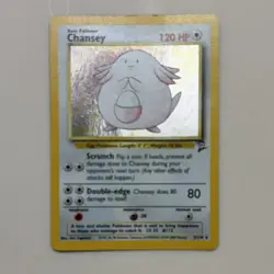 Pokemon TCG Base Set 2 Chansey 003/130 Holo Rare 120 HP English Card - Image 1