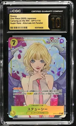 ONE PIECE JP ALT ART OP13-110 STUSSY CGC 10 PRISTINE Waifu BLACK LABEL - Image 1