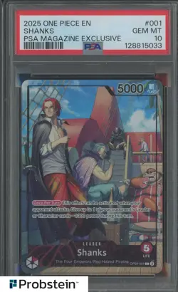 2025 One Piece EN PSA Magazine Exclusive #001 Shanks PSA 10 GEM MINT - Image 1