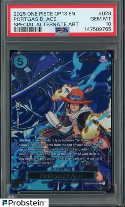 2025 One Piece OP13 En #028 Portgas D. Ace Special Alternate Art PSA 10 GEM MINT - Image 1