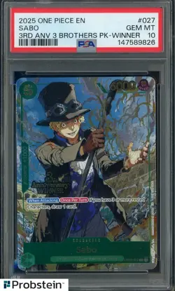 2025 One Piece En 3rd Anv 3 Brothers Winner #027 Sabo PSA 10 GEM MINT - Image 1