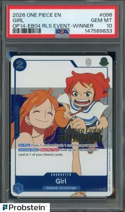 2026 One Piece En OP14-EB04 RLS Event Winner #096 Girl PSA 10 GEM MINT - Image 1