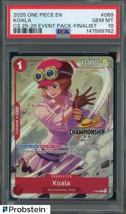 2025 One Piece En Championship 25-26 Event Pack Finalist #069 Koala PSA 10 - Image 1