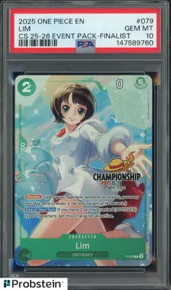 2025 One Piece En Championship 25-26 Event Pack Finalist #079 Lim PSA 10 - Image 1