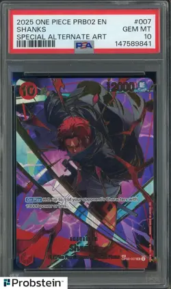 2025 One Piece PRB02 En #007 Shanks Special Alternate Art PSA 10 GEM MINT - Image 1