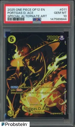 2025 One Piece OP12 En #011 Portgas D. Ace Special Alternate Art PSA 10 GEM MINT - Image 1
