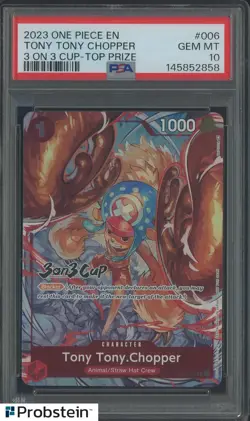 2023 One Piece EN 3 on 3 Top Prize #006 Tony Tony Chopper PSA 10 GEM MINT - Image 1