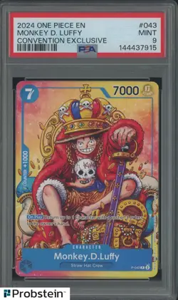Auction #3 2024 One Piece EN Convention Exclusive #043 Monkey D Luffy PSA 9 - Image 1