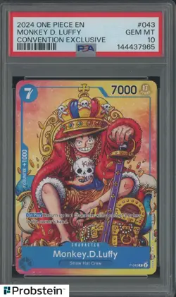 Auction #4 2024 One Piece EN Convention Exclusive #043 Monkey D Luffy PSA 10 - Image 1