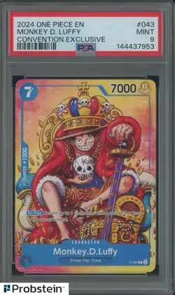 Auction #2 2024 One Piece EN Convention Exclusive #043 Monkey D Luffy PSA 9 - Image 1