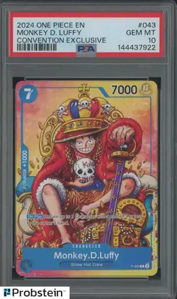 Auction #1 2024 One Piece EN Convention Exclusive #043 Monkey D Luffy PSA 10 - Image 1