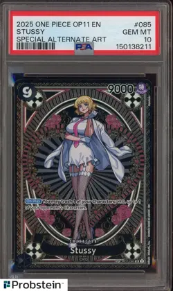 #2 2025 One Piece OP11 EN Special Alternate Art #085 Stussy PSA 10 GEM MINT - Image 1