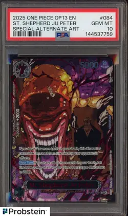 2025 One Piece OP13 EN Special Alternate Art #084 St Shepherd Ju Peter PSA 10 - Image 1