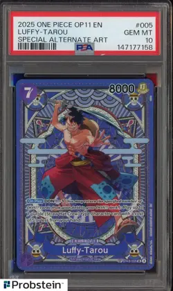 #1 2025 One Piece OP11 EN Special Alternate Art #005 Luffy-Tarou PSA 10 - Image 1