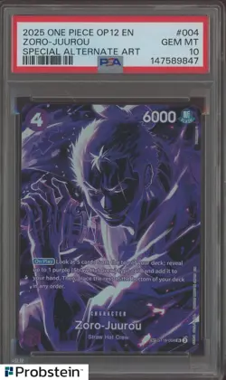 2025 One Piece OP12 #004 Zoro Juurou Special Alternate Art PSA 10 GEM MINT - Image 1