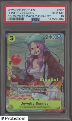 2025 One Piece En Championship 25-26 Top Player 2 #107 Jewelry Bonney PSA 10 - Image 1