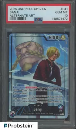 2025 One Piece OP12 EN #041 Sanji Alternate Art PSA 10 GEM MINT - Image 1