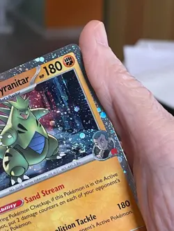 POKEMON TEAM ROCKET'S TYRANITAR 096/182 RARE COSMOS HOLO WITH SWIRL NM CARD - Image 3