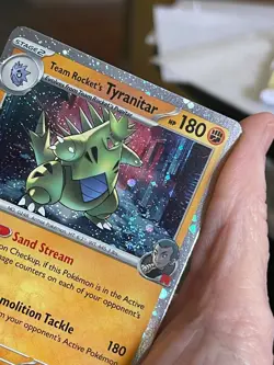 POKEMON TEAM ROCKET'S TYRANITAR 096/182 RARE COSMOS HOLO WITH SWIRL NM CARD - Image 4