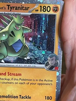 POKEMON TEAM ROCKET'S TYRANITAR 096/182 RARE COSMOS HOLO WITH SWIRL NM CARD - Image 5