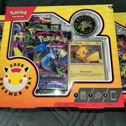 Pokemon Day 2026 TCG Sealed Box Pikachu Promo Card + Coin + 3 Booster Packs - Image 1