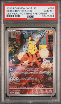 PSA 10 DETECTIVE PIKACHU 098/SV-P HOLO PROMO JAPANESE POKEMON CARD - Image 1