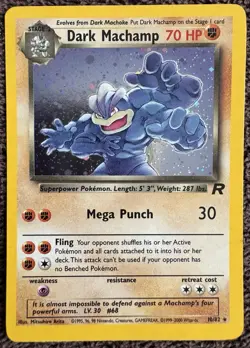 Pokemon Dark Machamp Team Rocket Holo Rare English 2000 70HP Stage 2 30 Attack - Image 1