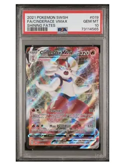 2021 Pokemon SWSH FA/Cinderace VMax Shining Fates #019 PSA 10 GEM MT - Image 1
