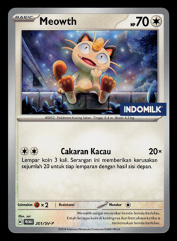 LP - Pokemon Indonesia Meowth 201/SV-P Indomilk Kids Promo - Image 1