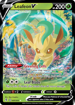 LEAFEON V 007/203 HOLO RARE V EVOLVING SKIES POKEMON NM - Image 1