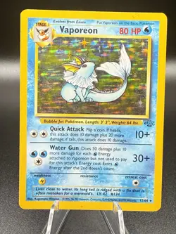 Pokemon Vaporeon Holo Rare Card Jungle 12/64 80 HP Unlimited 1999 - Image 1