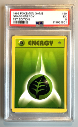 Pokemon Card 1999 Base Set 1st Edition GRASS ENERGY 99/102 PSA 5 - Image 1