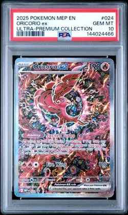 2025 POKEMON MEP EN-ME BLACK STAR PROMO 024 ORICORIO ex ULTRA-PREMIUM PSA 10 466 - Image 1