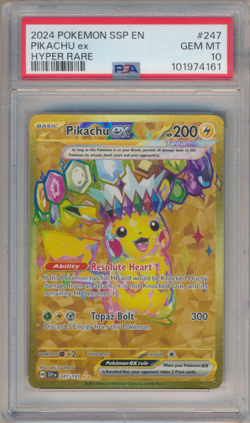 2024 Pokemon SSP En-Surging Sparks Pikachu Ex Hyper Rare #247 PSA 10 - Image 1