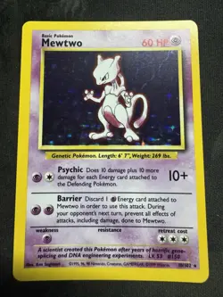 Pokemon Mewtwo TCG Base Set Holo Unlimited Rare Card 10/102 NM/LP Condition - Image 1