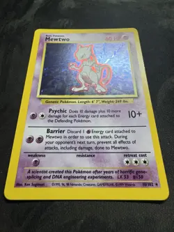 Pokemon Mewtwo TCG Base Set Holo Unlimited Rare Card 10/102 NM/LP Condition - Image 2