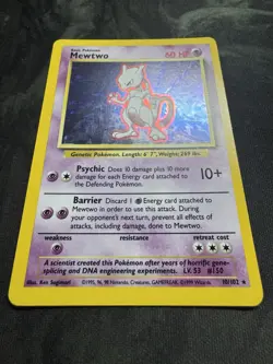Pokemon Mewtwo TCG Base Set Holo Unlimited Rare Card 10/102 NM/LP Condition - Image 5