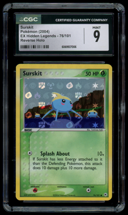 CGC 9 MINT Pokemon Surskit 76/101 EX Hidden Legends Reverse Holo - Image 1