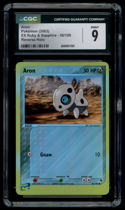 CGC 9 MINT Pokemon Aron 50/109 EX Ruby & Sapphire Reverse Holo - Image 1