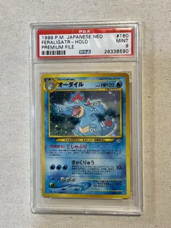 Pokemon PSA 9 MINT Feraligatr 1999 Holo Japanese Neo Premium File Genesis #160 - Image 1