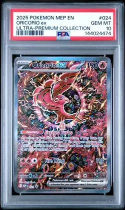 2025 POKEMON MEP EN-ME BLACK STAR PROMO 024 ORICORIO ex ULTRA-PREMIUM PSA 10 474 - Image 1